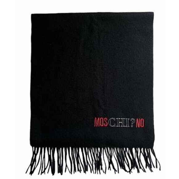 Moschino Men's Merino Wool Fringe Scarf Black NWOT - Picture 2 of 5